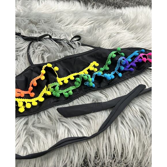 Heart‎ And Harmony Girls' Rainbow Pom Pom Bandeau Halter Top Size 12 - Picture 3 of 4